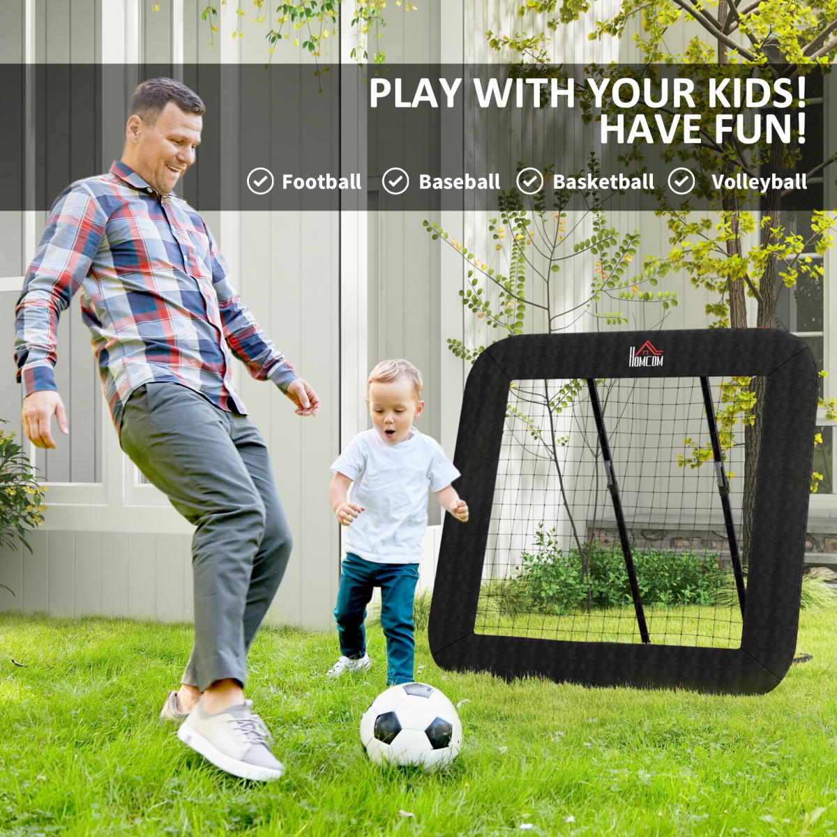 Football Training Net Training Rebounder Net w/ Adjustable Angles - Black