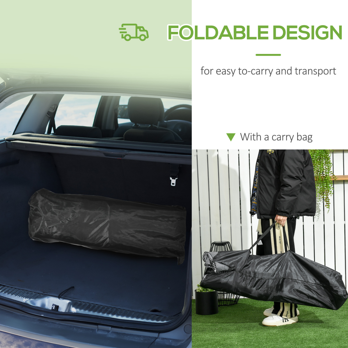Outsunny Camping Bed w/ Carry Bag, Magazine Bag & Cup Holder, Black
