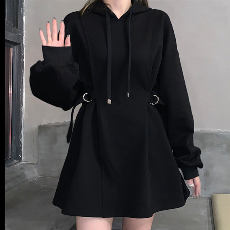Stylish Women's Loose-fit Laid-back Hoodie Dress