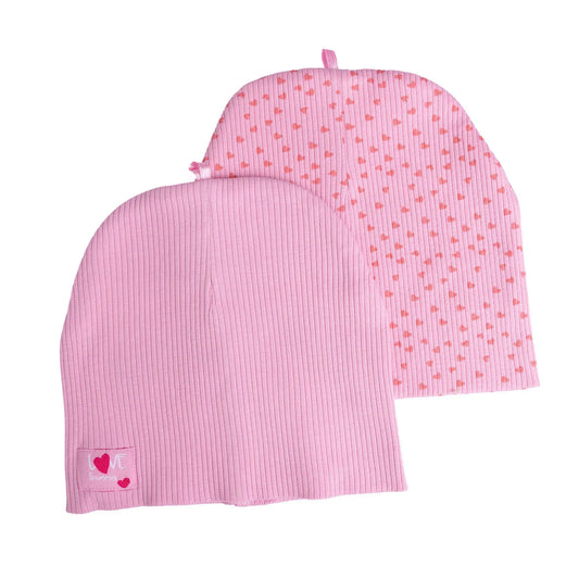 Little Plane 2 Pack Heart Pattern Knitted Baby Beanies (12 Months to 3 Years)
