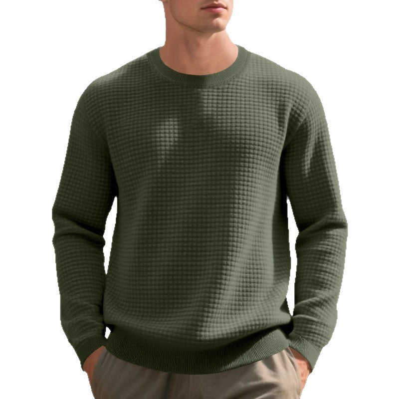 Loose And Simple Sports Jacquard Round Neck Long Sleeve Sweater