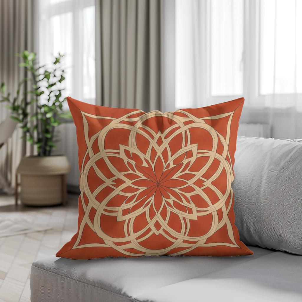 Rusty Orange Rosette Cotton Cushion
