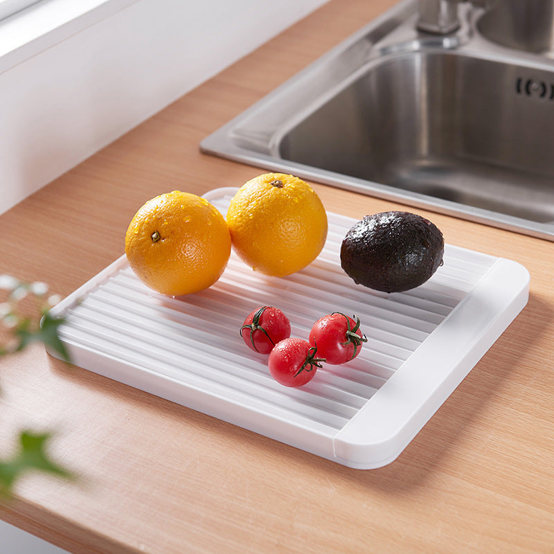 Fashion Plastic Water Drying Dishes Tray Drainer Kitchen Vegetable Fruit Draining Basket Storage Multifunctional