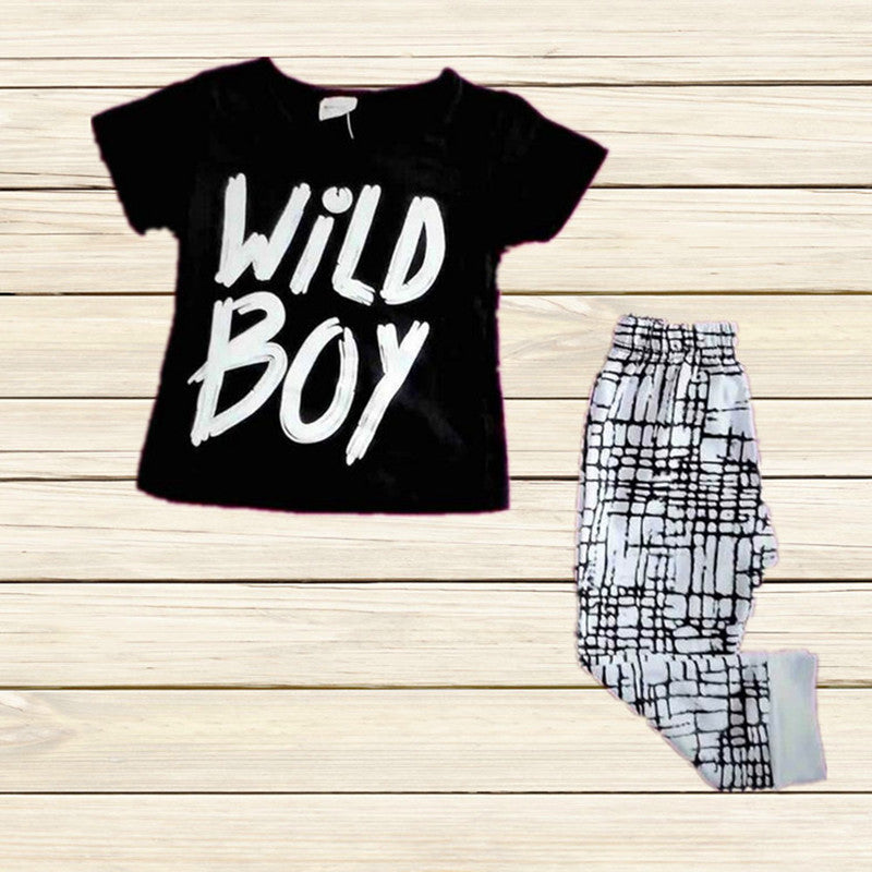 Long Short Sleeve Top  Pants 2pcs Sport Suit Baby Clothing Set