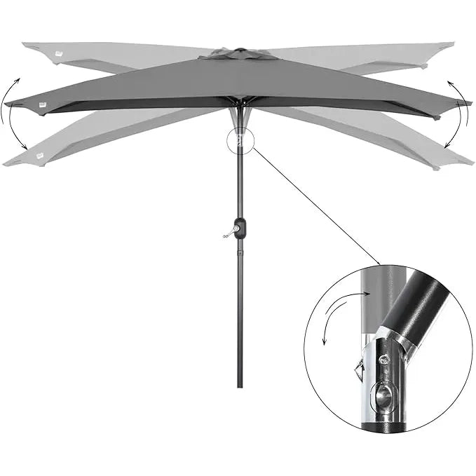 Rectangular Patio Parasol UV30+ 135x200cm Tilt Crank Handle Angel Living