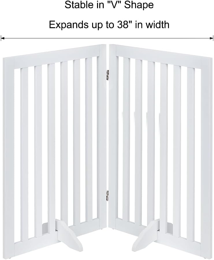 Free Standing Pet Gate 91cm Foldable Dog Room Divider White unipaws