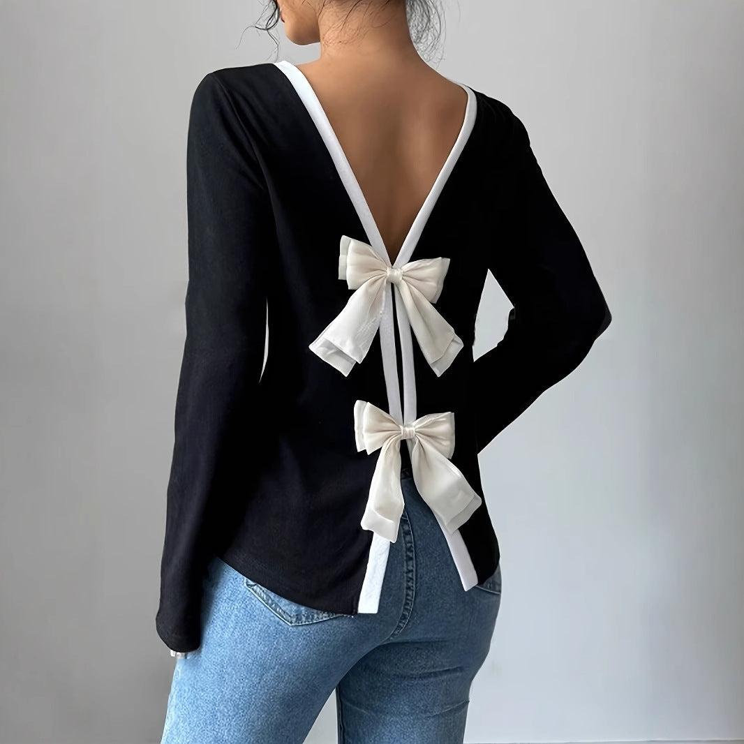 Women's Round Neck Long Sleeve Base Layer Top - Crew Neck Knit T-Shirt