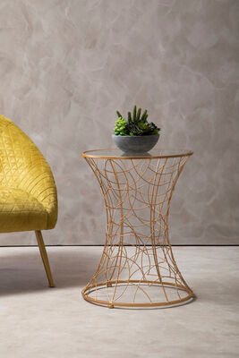 Lexa Rose Gold Finish Hourglass Side Table