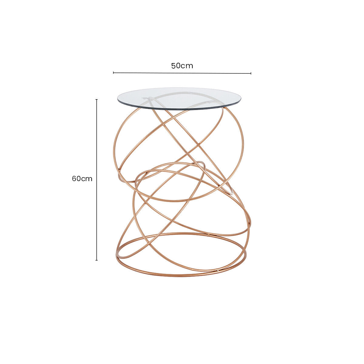 Lexa Rose Gold Finish Circle Design Side Table