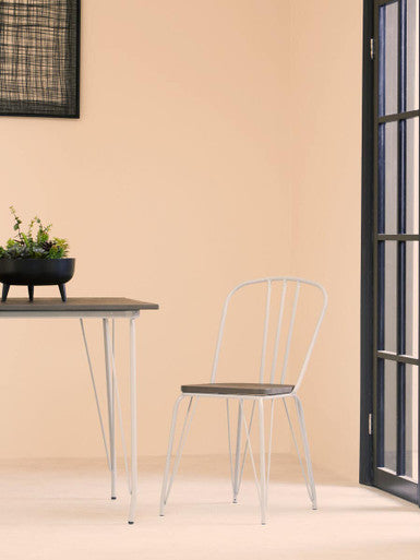 District Dark Elm Wood and Grey Metal Square Dining Table
