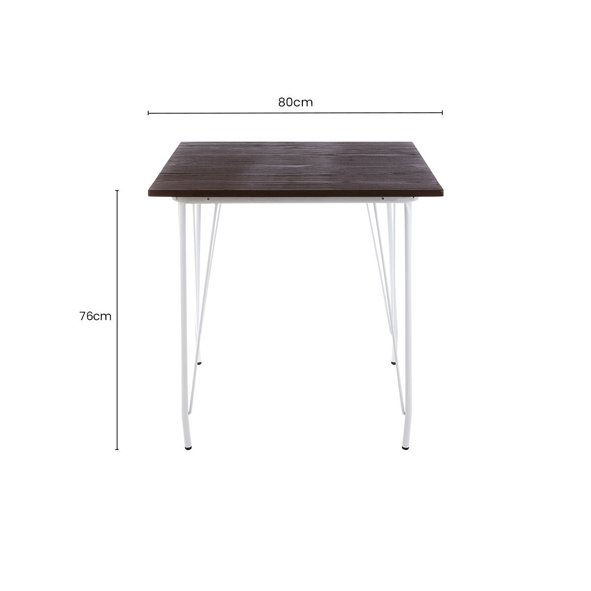 District Dark Elm Wood and White Metal Square Dining Table