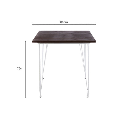 District Dark Elm Wood and White Metal Square Dining Table