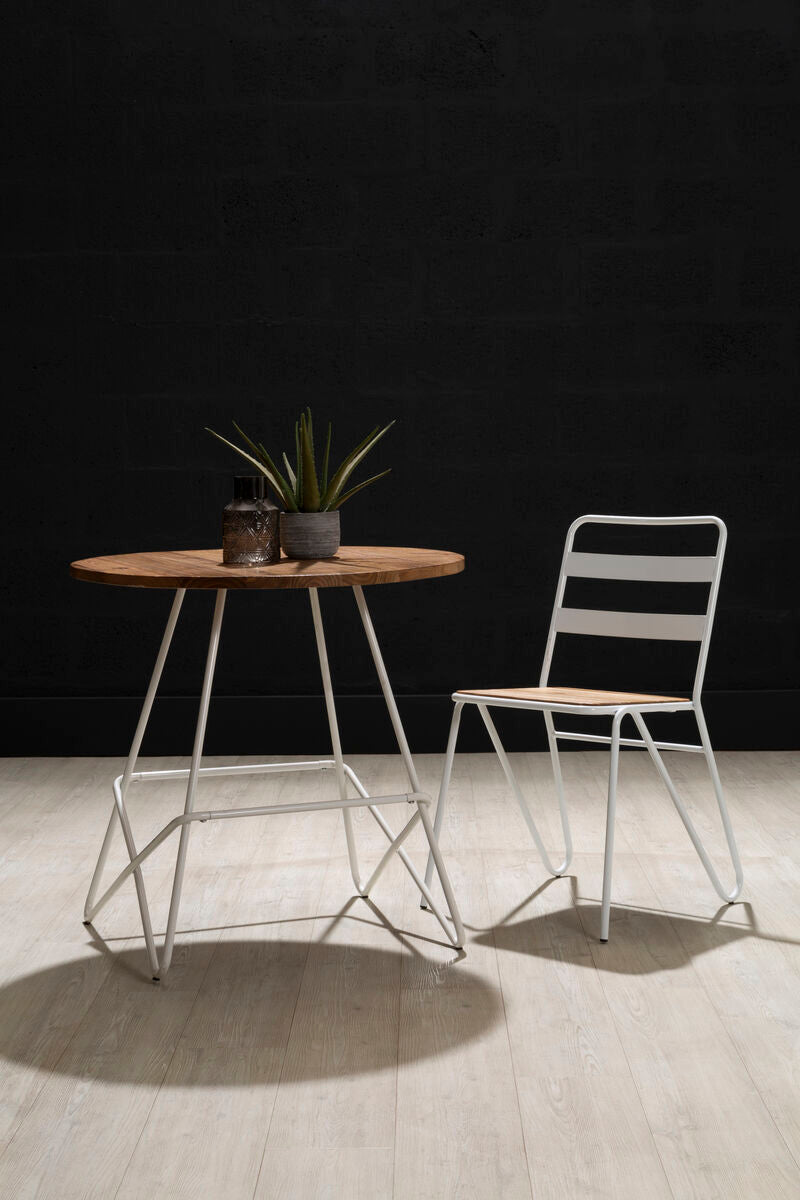 District Elm Wood and White Finish Frame Dining Chair