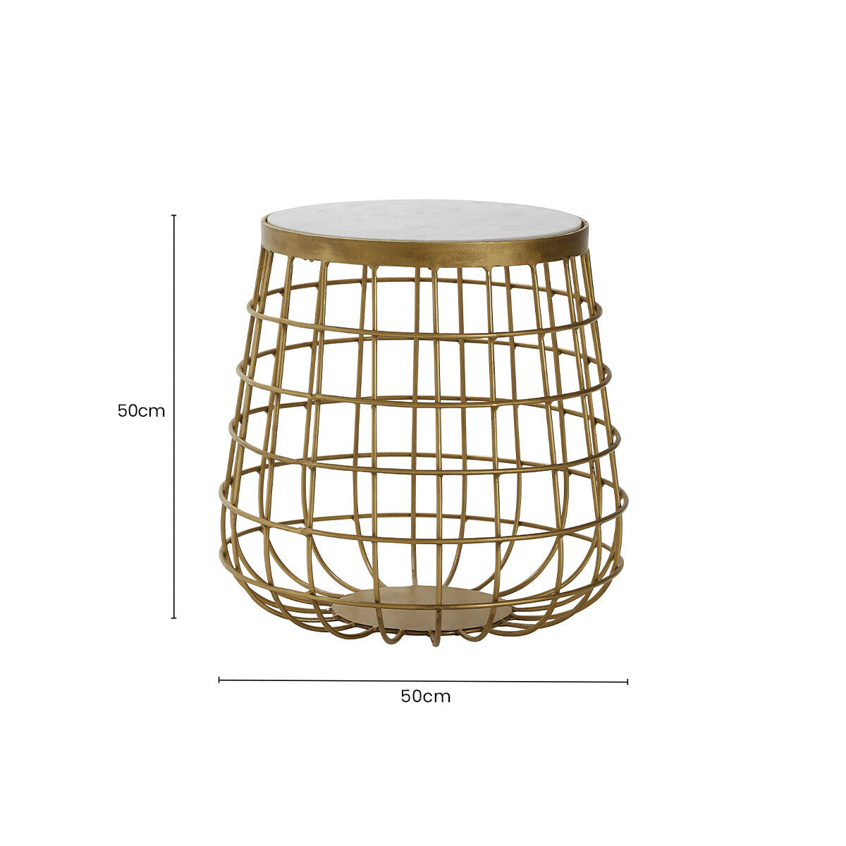 Nirav White Marble and Brass Finish Side Table