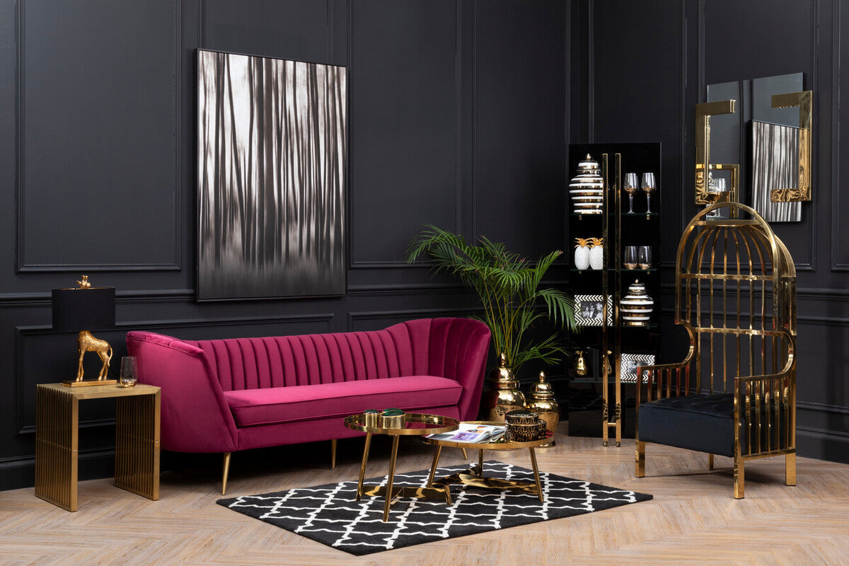 Alvaro Rose Gold Finish Set of 2 Round Coffee Tables