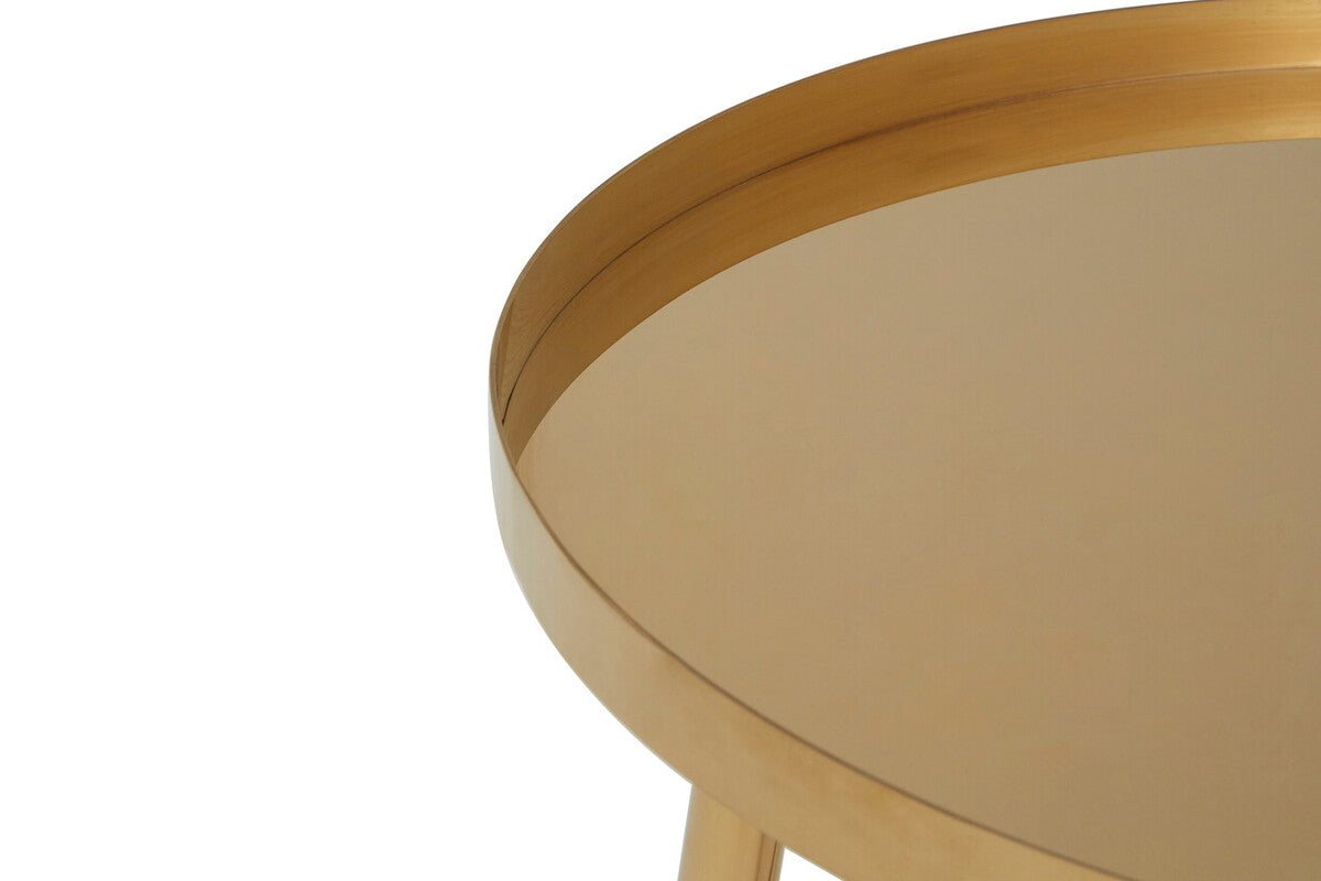 Alvaro Rose Gold Finish Set of 2 Round Coffee Tables