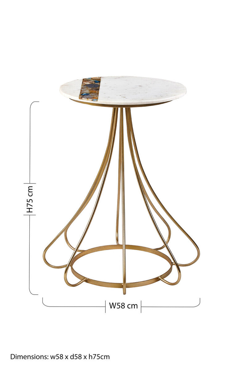 Vizzini White Marble and Agate Side Table