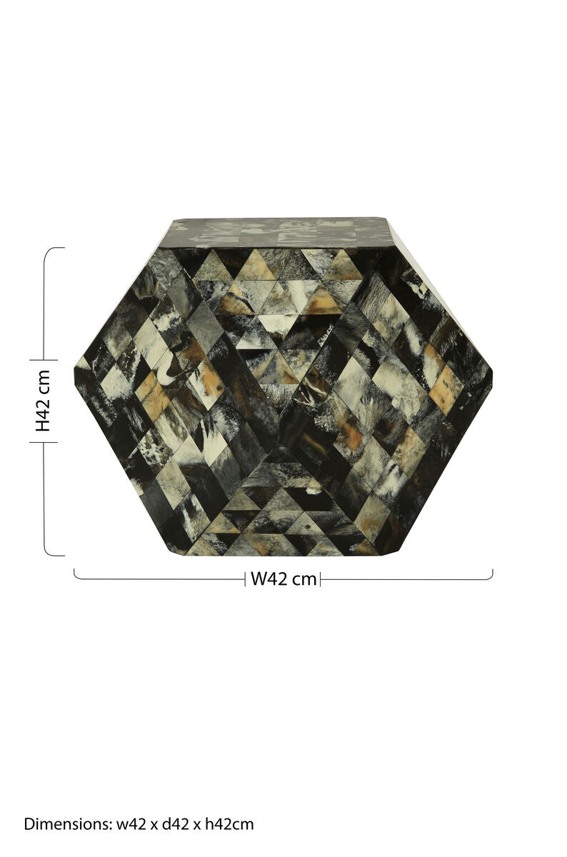 Marlox Antique Green Mosaic Hexagon Side Table