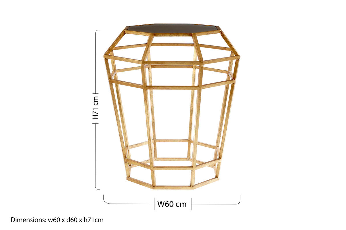 Zariah Black Mirror and Gold Finish Base Side Table