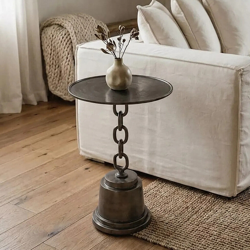 Zane Black Nickel Finish Side Table