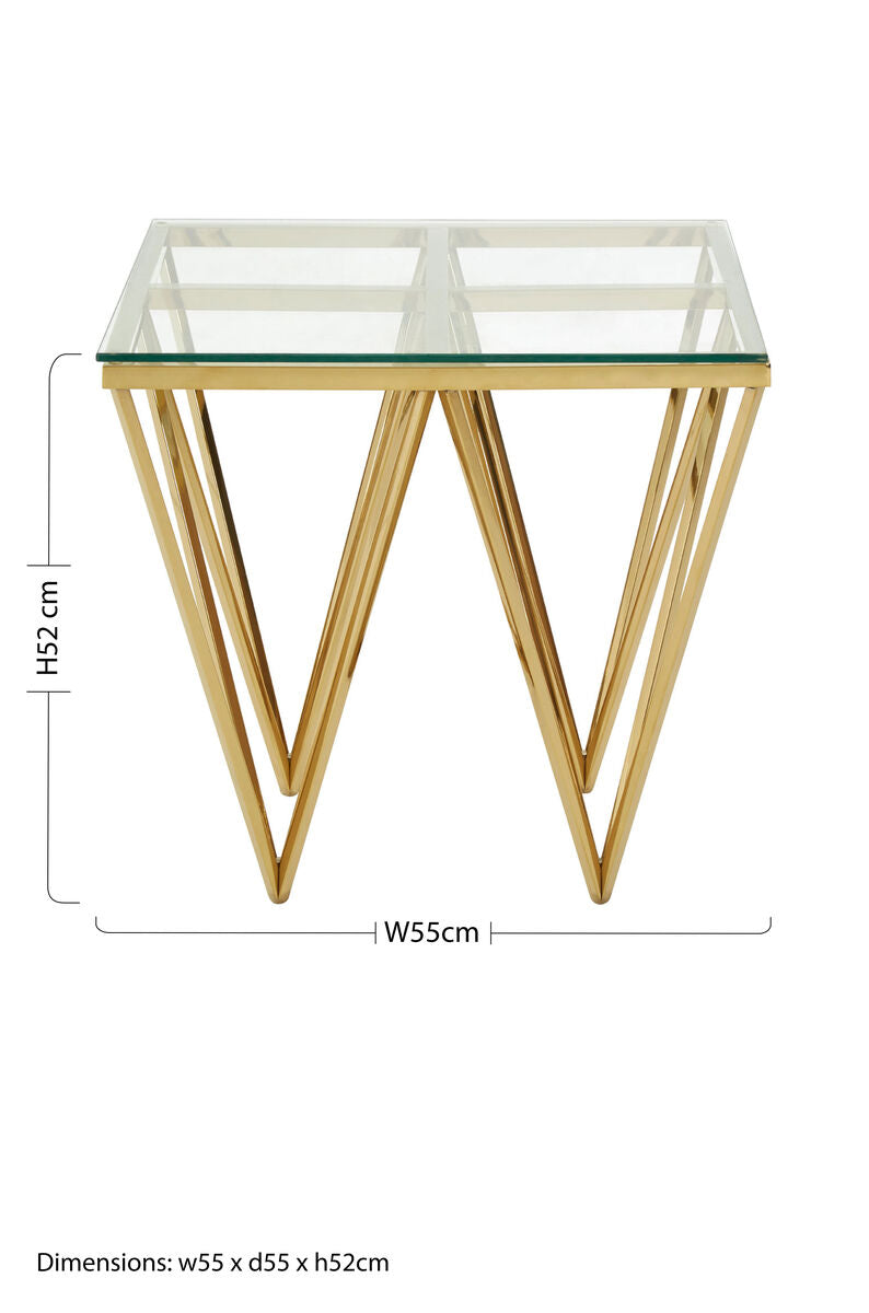 Allure Gold Finish Side Table with Pincer Legs