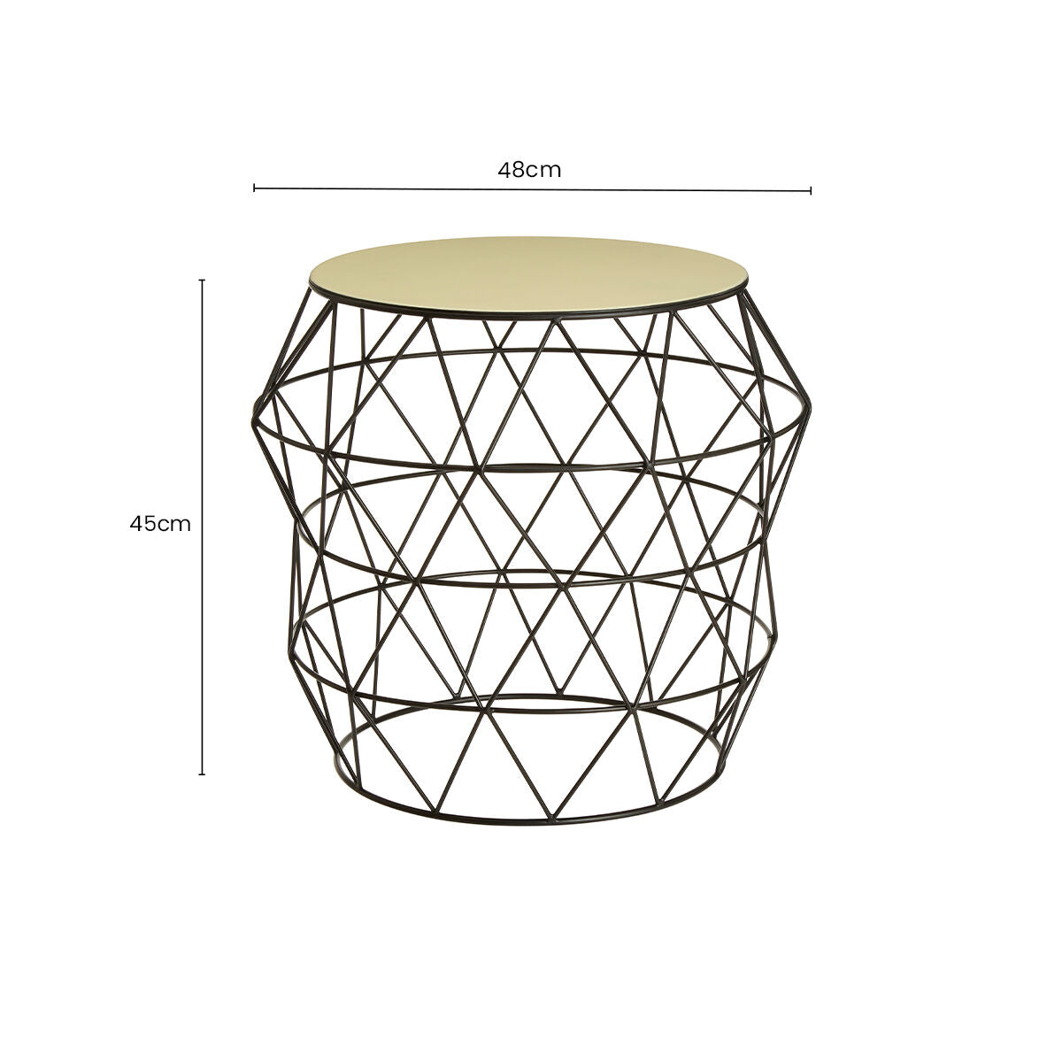 Corina Ivory Enamel Side Table with Black Finish Base