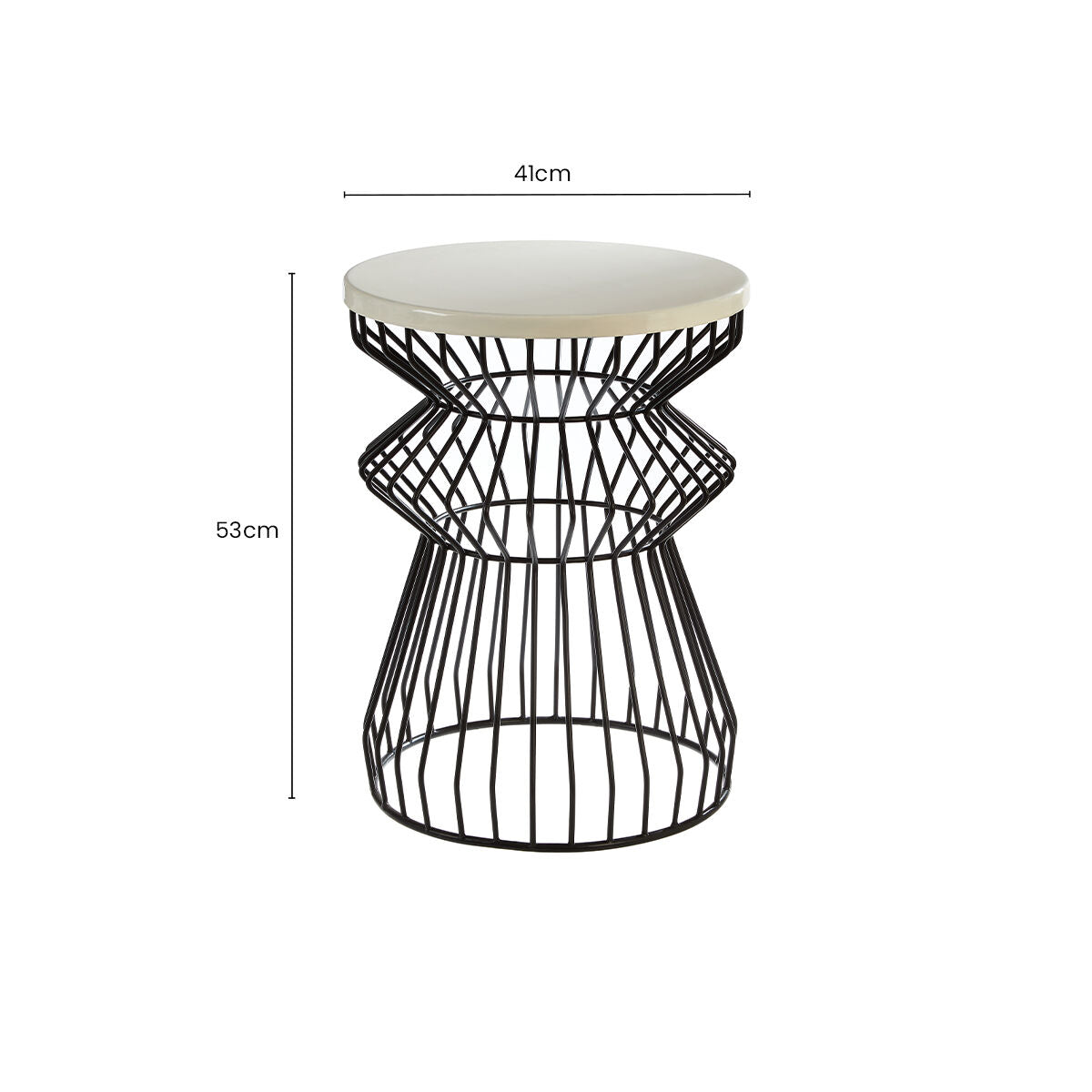 Corina White Marble Side Table with Black Finish Base