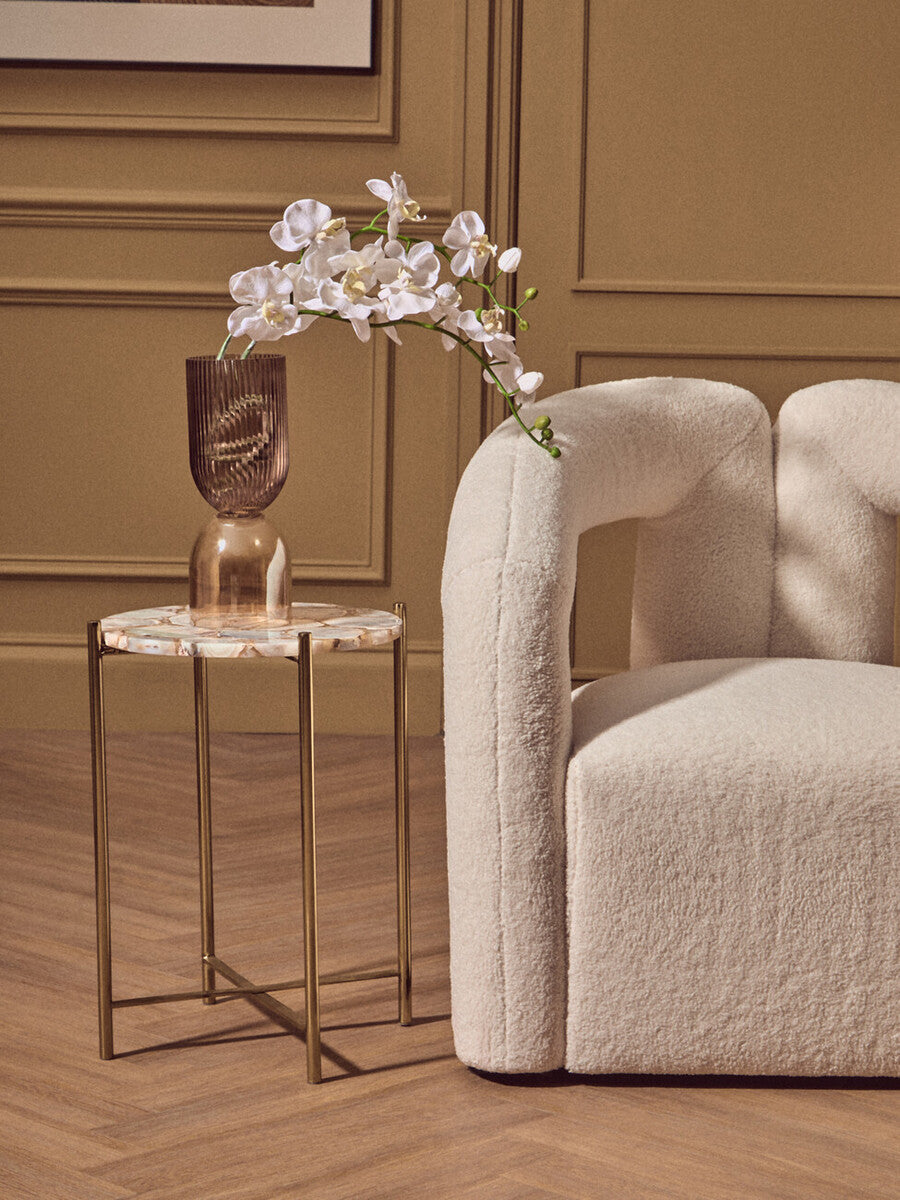 Vita Natural Agate and Gold Finish Side Table