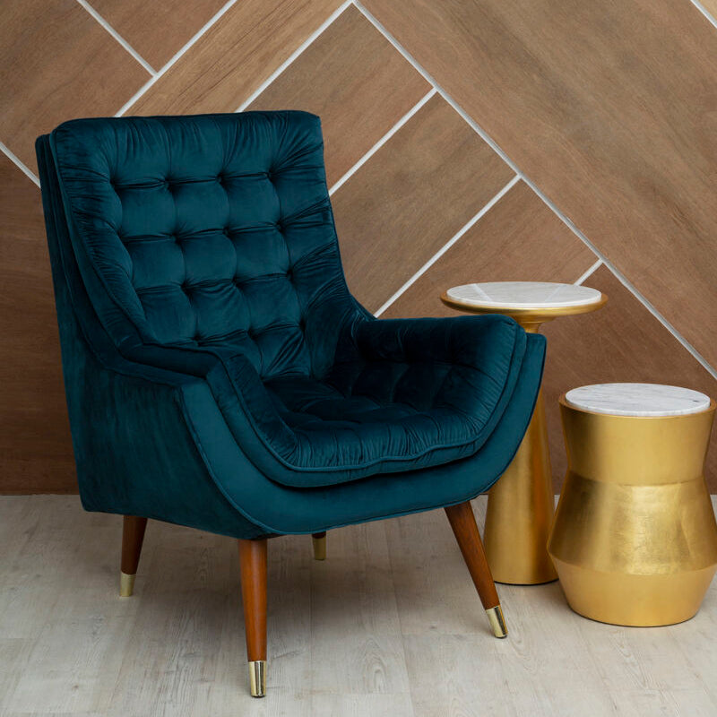 Lino White Marble and Gold Finish Drum Side Table