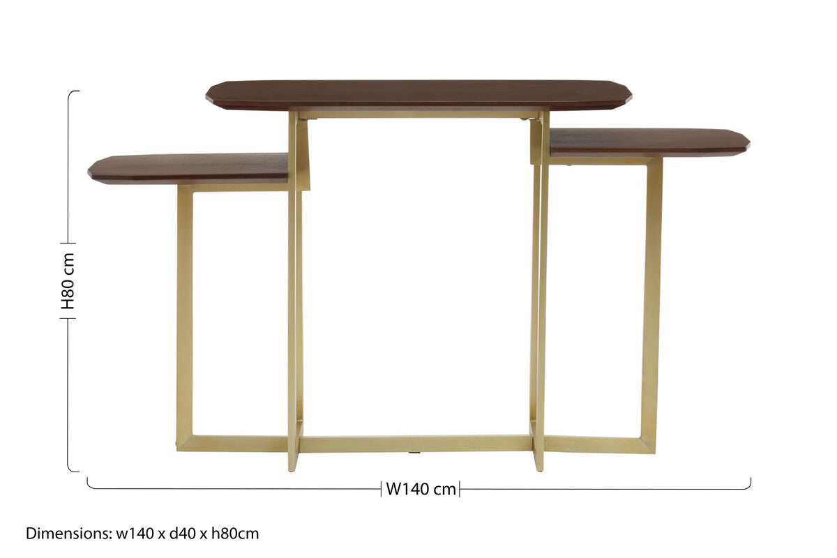 Villi Walnut Wood Veneer 3 Tier Console Table