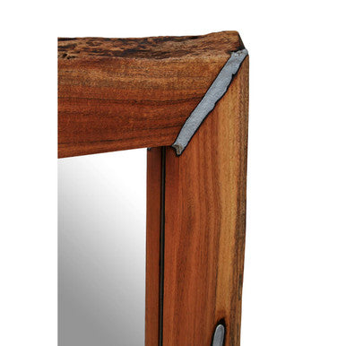 Almora Natural Acacia Wood Wall Mirror with Silver Aluminium Inlay