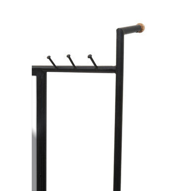 Nirav Black Metal Floor Standing Mirror with Coat Rack