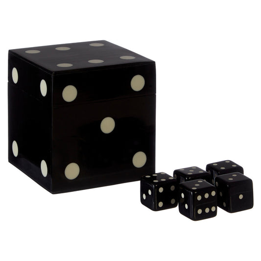 Black and White Dice Box with 5 Dice | Churchill Games