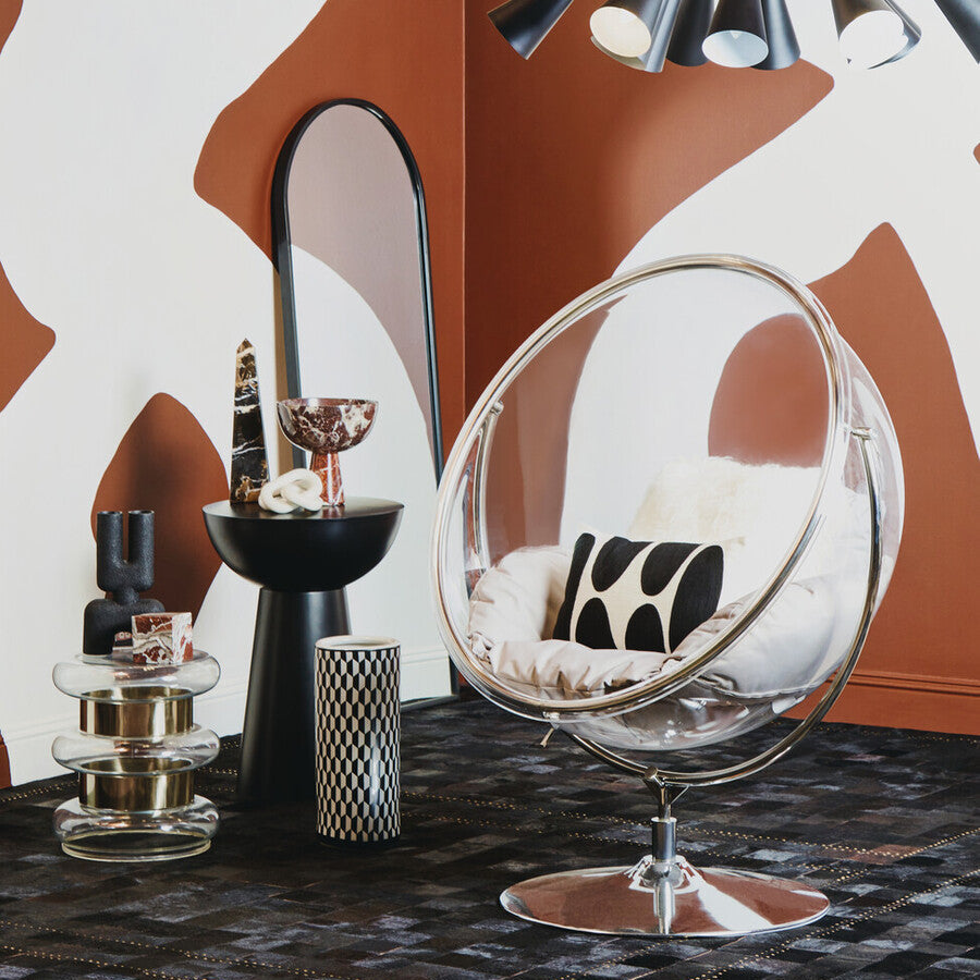 Marlo Black and White Geometric Print Ceramic Umbrella Stand