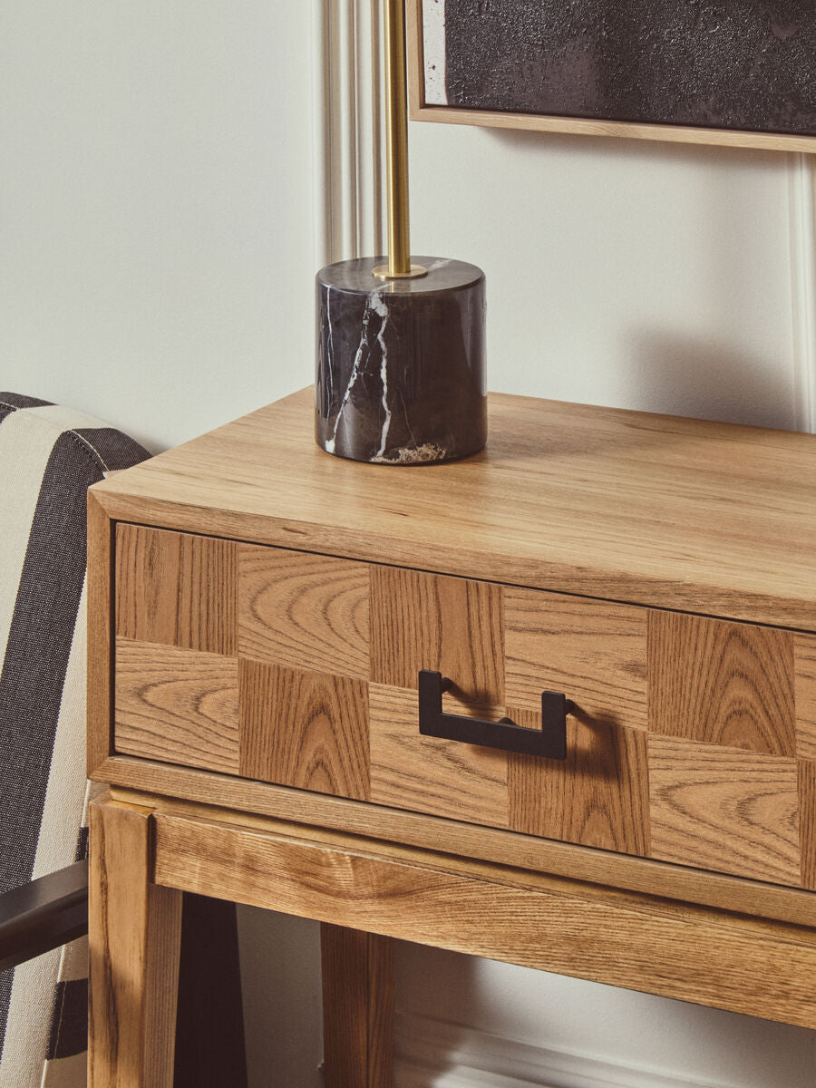 Brushed Brass Table Lamp with Black Marble Base | Murdoch