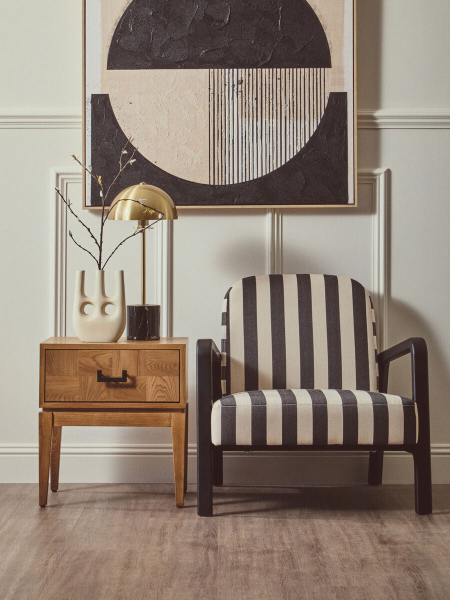 Brushed Brass Table Lamp with Black Marble Base | Murdoch
