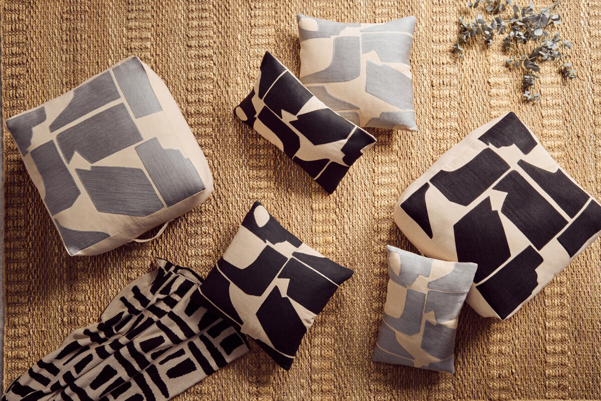 Natural and Grey Square Floor Cushion | Bosie Ozella