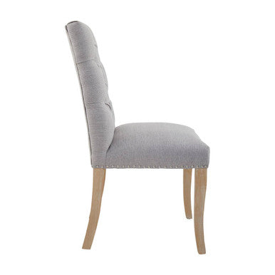 Kensington Townhouse Grey Linen Button Tufted Dining Chair