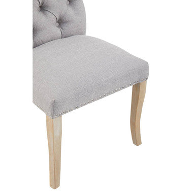 Kensington Townhouse Grey Linen Button Tufted Dining Chair