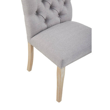 Kensington Townhouse Grey Linen Button Tufted Dining Chair