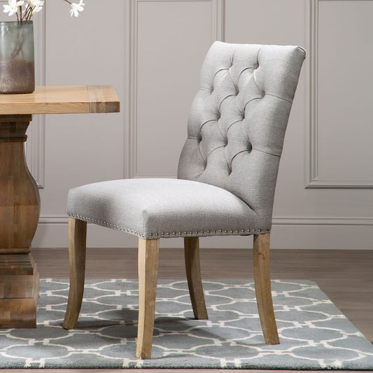 Kensington Townhouse Grey Linen Button Tufted Dining Chair