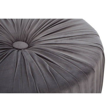 Shea Grey Velvet Pleated Large Round Footstool