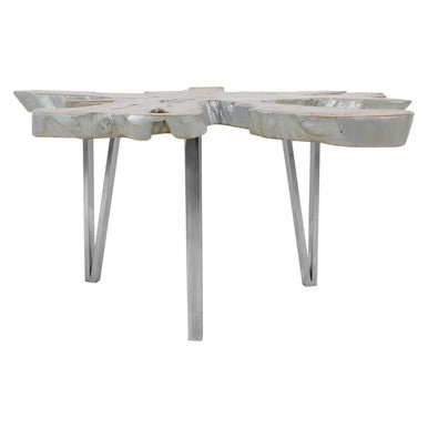 Surak Silver Teak Wood Live Edge Coffee Table