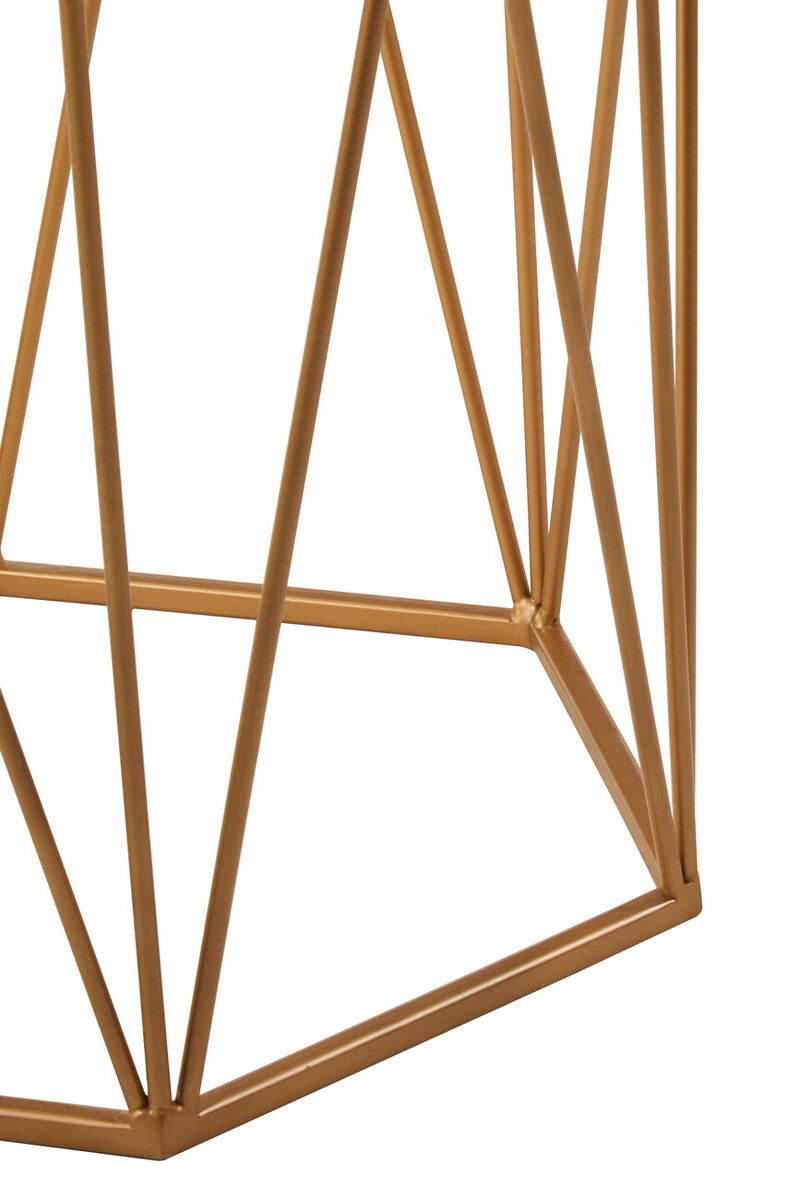 Shalimar White Marble and Gold Finish Side Table