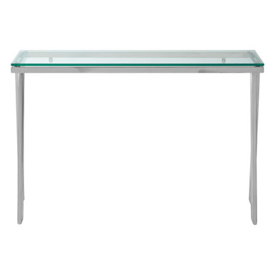 Piermount Clear Glass and Silver Finish Console Table