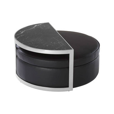 Piermount Black and Silver Finish Coffee Table and Stool Set
