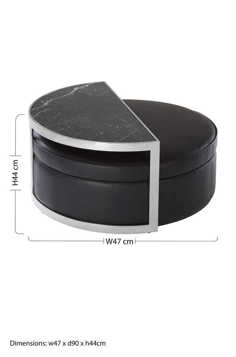 Piermount Black and Silver Finish Coffee Table and Stool Set