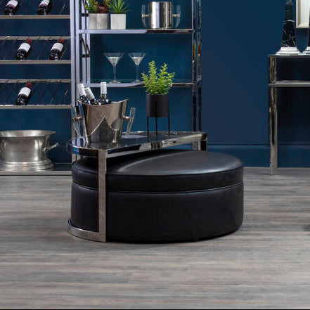 Piermount Black and Silver Finish Coffee Table and Stool Set