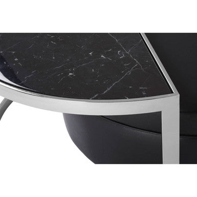 Piermount Black and Silver Finish Coffee Table and Stool Set