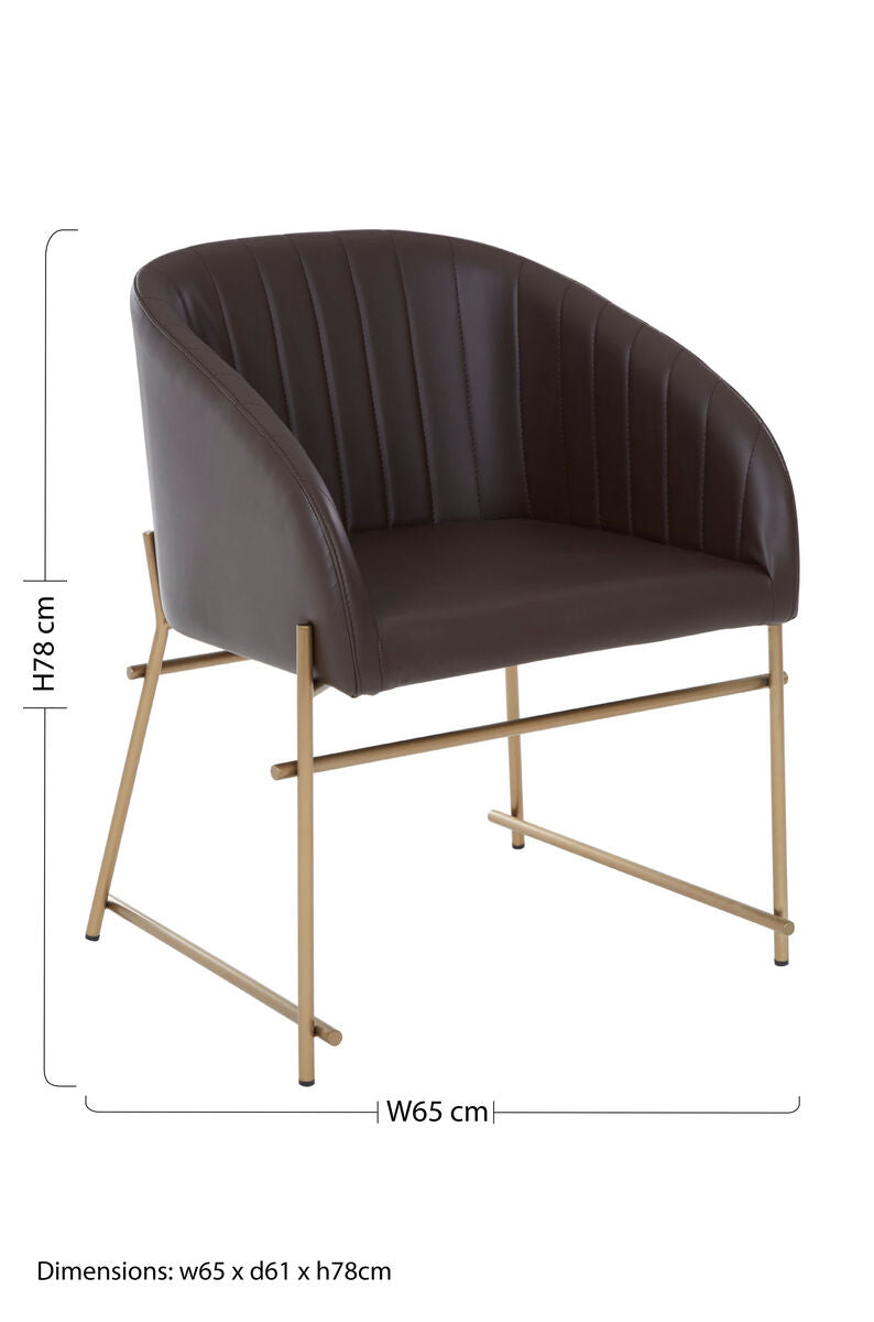 Delta Brown Leather Effect Dining Chair
